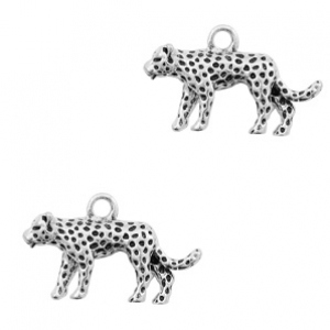Bedel luipaard antiek zilver 24x15mm